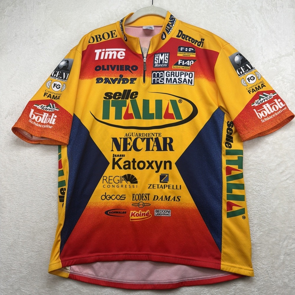 SMS Santini Selle Italia Cycling Jersey Mens XXXXL Full Zip Sponsor Graphic